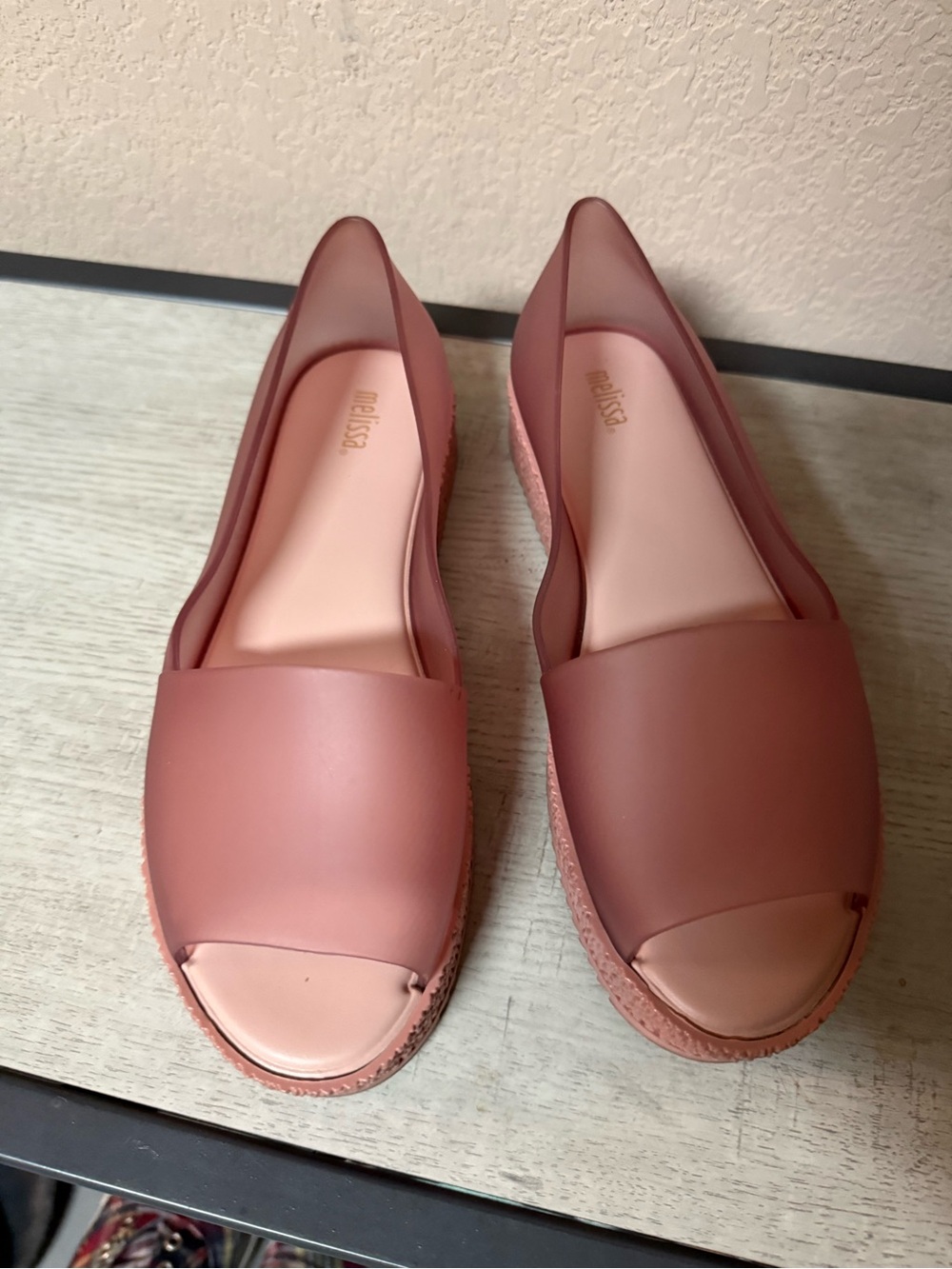 Melissa Women's Mauve Pink Peep-Toe Espadrille Flats